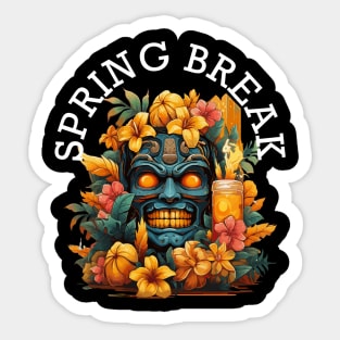 Tiki Tropical Vacation - Spring Break (White Lettering) Sticker